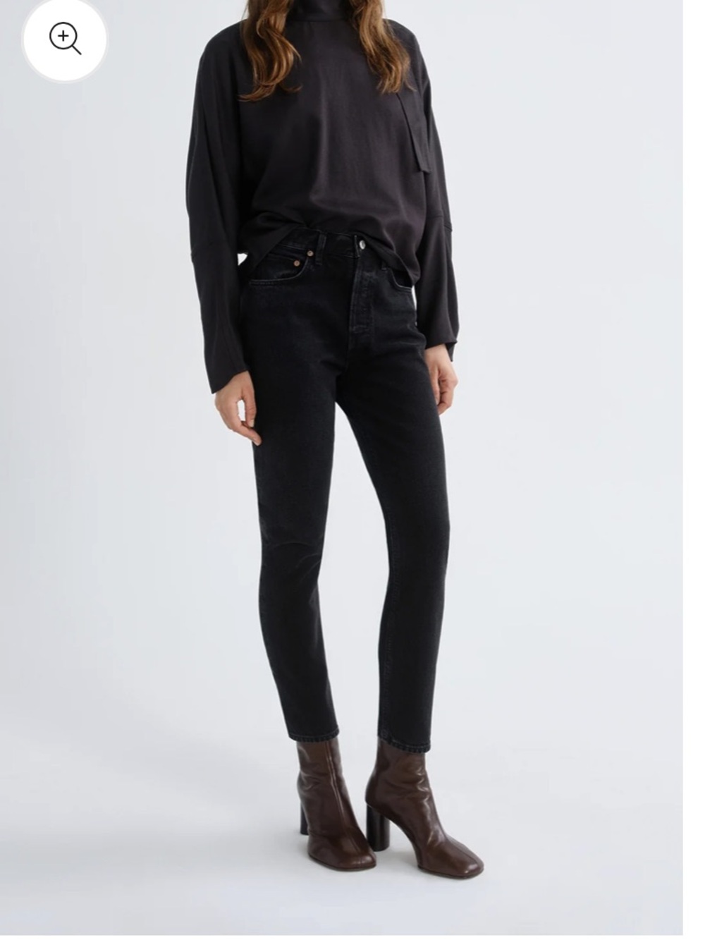 Agolde Riley Straight Black Jeans